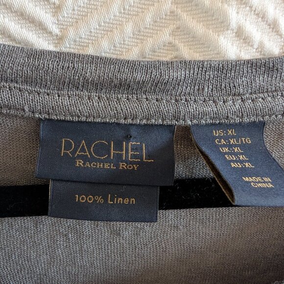 RACHEL Roy 100% linen crewneck t shirt size XL minimalist casual tee - Picture 2 of 5